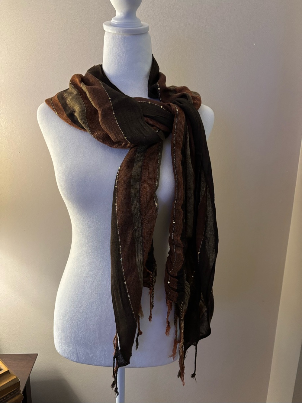 Scarf Women’s Lightweight Brown & Dark Brown Women's Scarf